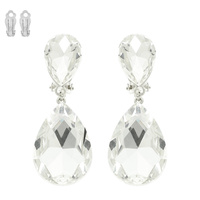 TEARDROP-CUT CRYSTAL CLIP-ON EARRINGS